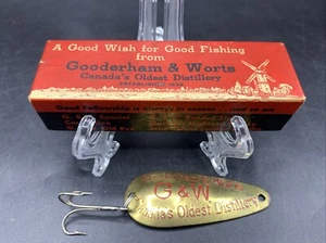 Nice Vintage Gooderham & Worts Fishing Brass Spoon/Lure With Original Box - Picture 1 of 9