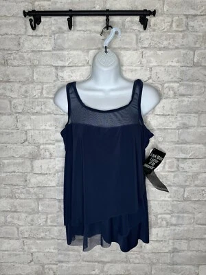 Top de natación Miraclesuit Illusionists Mirage Tankini talla 10 azul marino con aros nuevo Foto 1 de 4