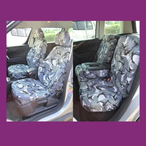 Fundas de asiento de coche Skoda Yeti 2009-2017 a medida impermeables delanteras traseras grises camufladas - Imagen 1 de 4