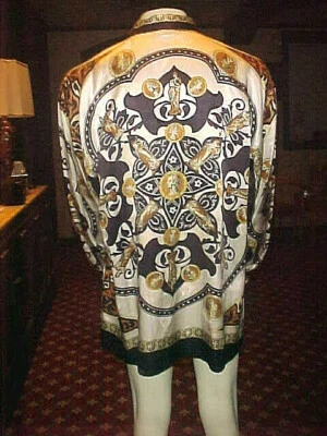 CAMISA DE SEDA VINTAGE PARA HOMBRE CETA DOLCE HERMOSA DISEÑO BARROCO GRIEGO TALLA 3XLARGE Foto 1 de 4