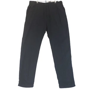 H & M Linen Blend Casual Pants Women M Straight Mid Rise Black Elastic Waist - Picture 1 of 13