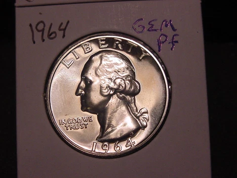 1964 WASHINGTON QUARTER GEM PROOF WHITE NICE POPULAR DATE FREE SHIPPING Cover