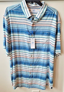 Southern Tide shrt/slv shirt, Men's XL, Linen, Blue, coral & white, NWT, AF0607 - Picture 1 of 5