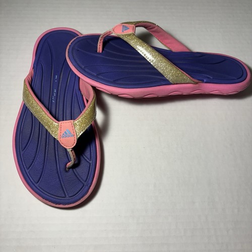 Infradito Adidas bambina taglia 1 viola rosa oro glitterato usate