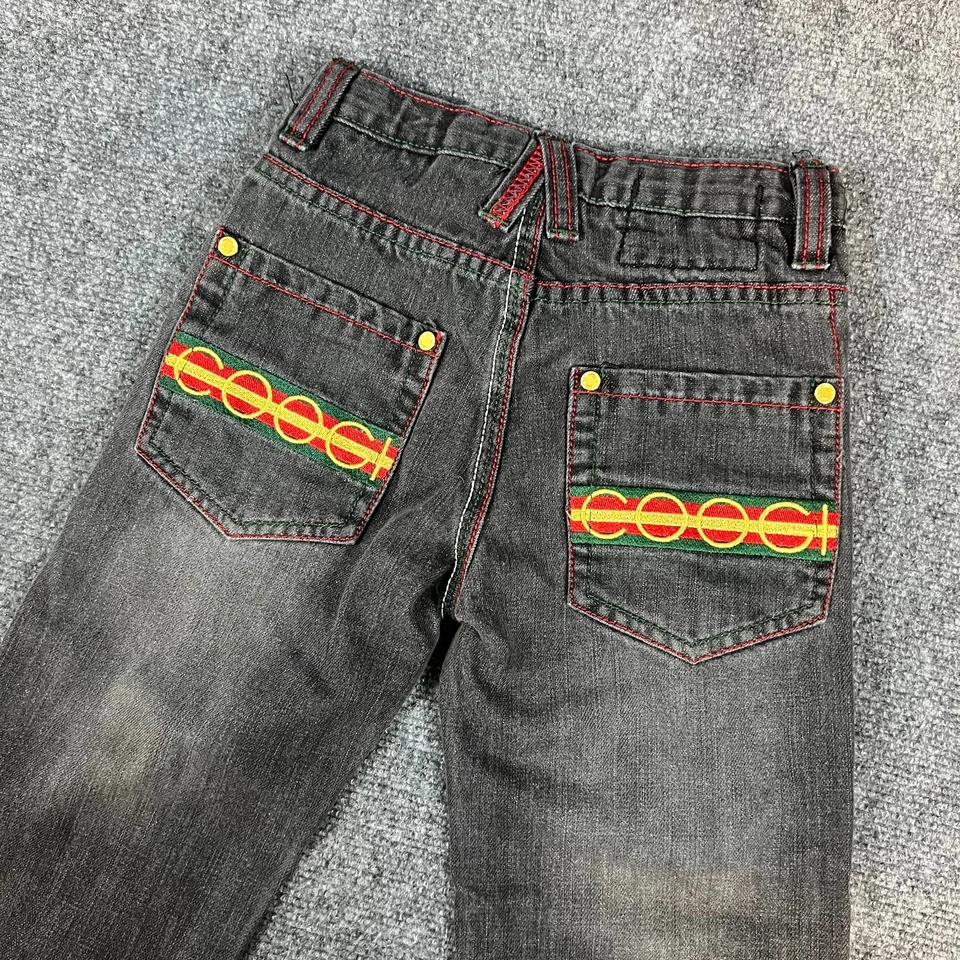 Jeans jeans COOGI masculino bordado preto colorido tamanho 5 *falha menor - Imagem 1 de 4