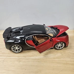 Burago Bugatti Chiron 1:18 Scale Diecast Car. Red Black Pre-Owned. - Picture 1 of 6