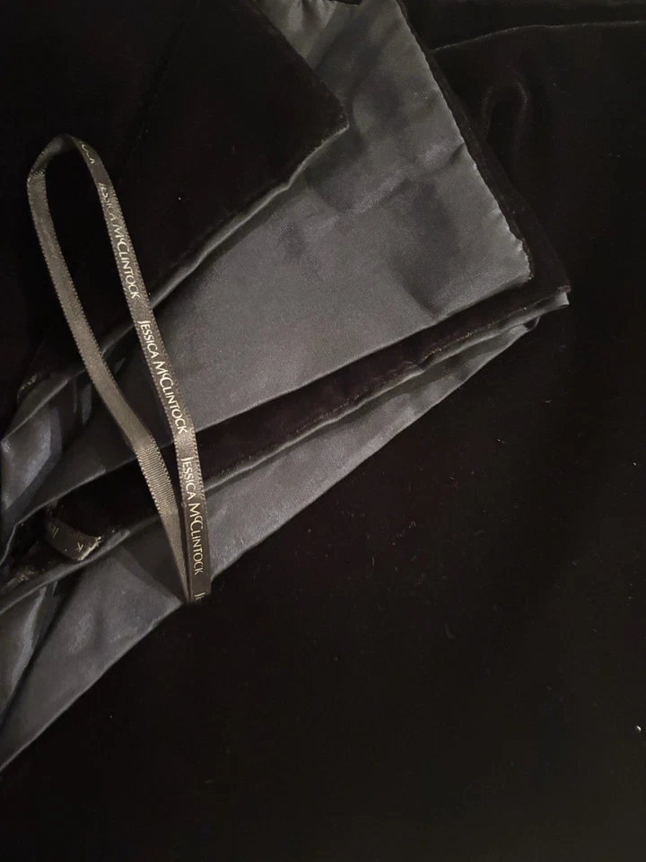 Jessica McClintock Mantón Inverso Tafetán Negro Terciopelo y Azul Elegante Formal Foto 1 de 1