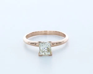 Klassischer Solitärring 1,0 kt laborgefertigter Diamant D/VVS2 Princess 14 K Rotgold - Bild 1 von 4