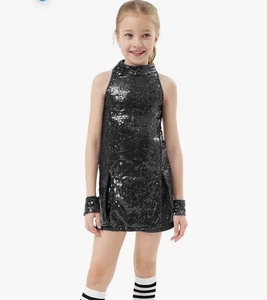 Costume vestito danza paillettes bambina scintillante cantante jazz stella taglia 120 - Foto 1 di 6
