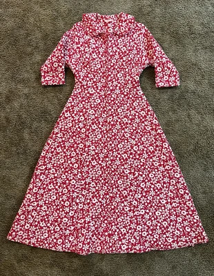 Vestido de manga comprida vintage estampa floral flores por toda parte acolchoado Sears Roebuck Co anos 60 - Imagem 1 de 4