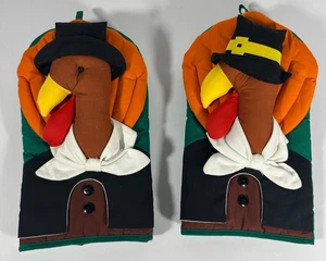 Fall Thanksgiving Turkey Autumn Kitchen Oven Mitt Towels Pot Holder ~ Set of 2 ~ - Picture 1 of 5