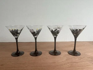 Vasos Martini Luminarc Domino Anais Vintage Años 80 Estampado Floral Tallo Negro - Imagen 1 de 14