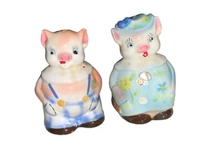 Vintage Pig Couple Salt and Pepper Animal Set - Picture 1 of 14