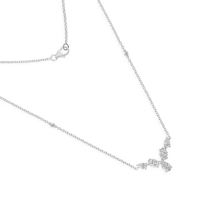 1.67 Ct Lab Grown CVD Pear Oval Diamond Pendant Chain Necklace 14k White Gold - Image 1 of 4