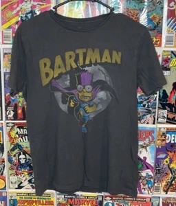 Vintage Comics Style The Simpsons Bart Bartman Batman Superhero Tee Shirt Mens S - Picture 1 of 2