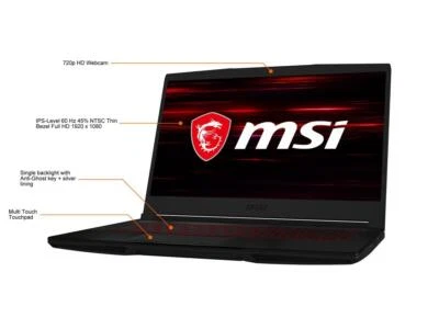 NEW! MSI GF63 Thin 10SCXR-222 15.6” 256GB SSD i5, 8GB GTX 1650 LAPTOP 11 Ready - Image 1 of 4