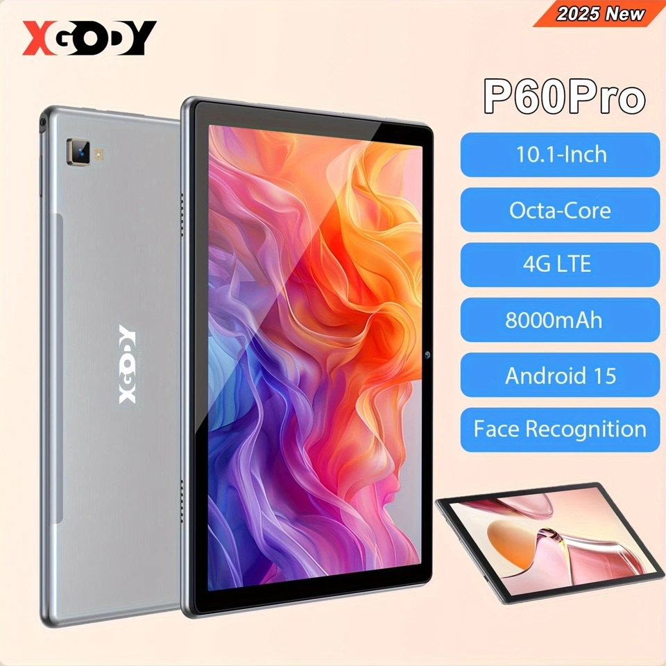 XGODY 2025 PAD Android 15 Tablet PC 24GB RAM+256GB ROM 8Core 1920x1200 5G WiFi 8000mAh
