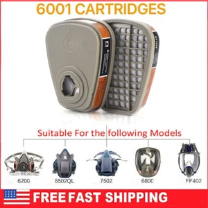6001 Filter Cartridges for Respirator, Dust Gas Organic Vapor Activated Carbon C - Picture 1 of 16