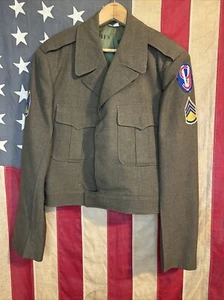US Army Ike Jacket 38R 50s Vtg Small Wool Field OD Enlisted 7405 - Picture 1 of 14