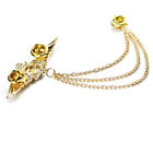 Wing Star Lapel Pin Suit Shirt Corsage Collar Chain Brooch (Gold)