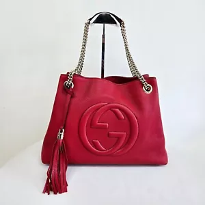 GUCCI Soho Interlocking 536196 Shoulder Bag Tote Bag Red Hardware leather - Picture 1 of 11