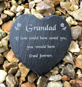 Placa conmemorativa de corazón de pizarra grabada para el abuelo - Imagen 1 de 1