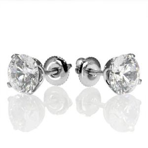 Aretes de diamantes genuinos de 1 quilate G-H/SI1 corte redondo oro blanco de 14K - Imagen 1 de 8