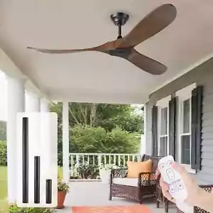 Modern Ceiling Fan with Remote, 3 Solid Wood Blades, Quiet DC Motor, 6 Speed - Picture 1 of 1