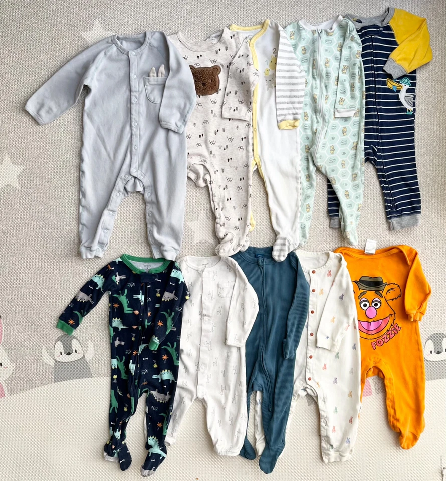 6-12  months BOY SLEEPERS (10 pieces) LOTS BUNDLES Footed Pajama Clothes Disney - Image 1 of 4