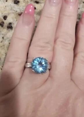 Anillo Topacio Azul Talla 7.5 Plata ¡Regalo Gratis!! Foto 1 de 4