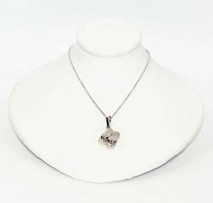 Natural Diamond Necklace 14K Solid White Gold .06tcw Sandal Necklace Flip Flop - Picture 1 of 10