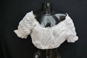 Gr.44 Dirndlbluse weiß Bluse für Dirndl Krüger Leinen mit Spitze B11733 - Bild 1 von 4