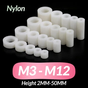 White Nylon Standoff Plastic Spacers Washers M3 | M4 | M5 | M6 | M8 | M10 | M12 - Picture 1 of 234