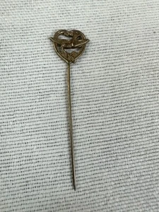 Vintage Heart & Bird Needle Pin Antique Fashion Bronze Tone - Picture 1 of 4