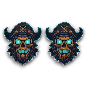 2x Small Evil Bearded Pirate Vinyl Sticker Decals For Car Window Laptop 60x53mm - Picture 1 of 1