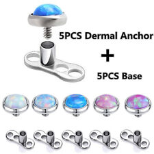 10Pcs Stainless Steel Opal Dermal Piercing Jewelry Dermal Tops Skin Piercing Kit