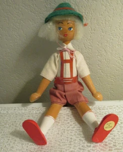 POLAND FOLK ART DOLL WOOD PEG PAINTED FACE MOVABLE LEGS & ARMS 7.5" - Picture 1 of 5