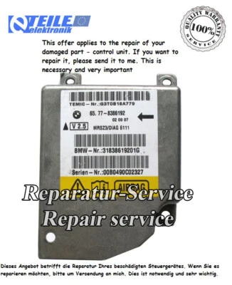 ⭐⭐⭐ Riparazione Centralina Airbag Elettronica Auto BMW Z3 E36/7, E36/8, E46/8 - Immagine 1 di 4