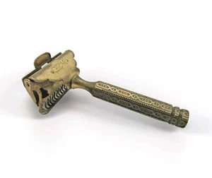 Rasoio di sicurezza vintage Art Deco gemma ottone #LE-7 - Foto 1 di 8