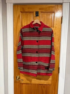 Vintage Ralph Lauren Safari Outfitters Indian Blanket Barn Jacket Red Black - Picture 1 of 8