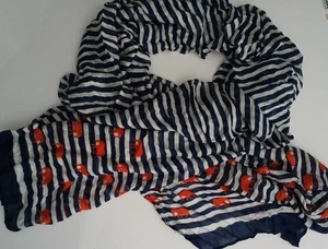 Bufanda con estampado de elefante naranja azul blanco Stella & Dot para mujer nueva con etiquetas  - Imagen 1 de 7