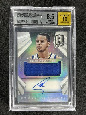 2014-15 Spectra Stephen Curry Silver Spectacular Swatch Patch /35 BGS 10 Auto - Image 1 of 2