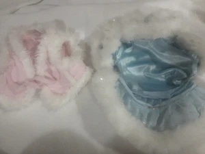 Build A Bear Blue Ice Skating Outfit & Pink Vest Faux Fur Trim - Picture 1 of 3