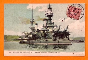 Französische AK 1905 MARINE DE GURRE "MASSENA" IN LA ROCHEL 30 08 1905 - Bild 1 von 2
