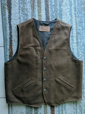 Colorado Leather Brand Men's Rugged Western Vest Oilskin Canvas, Brown - Image 1 of 4