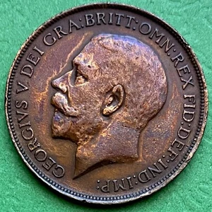 Great Britain, One 1 Penny Coin 1913, British, King George V, Better Grade. - Picture 1 of 5