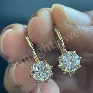 4.60Ct Off White Treated Diamond Solitaire Dangler Earrings Great Shine & Luster - Picture 1 of 7