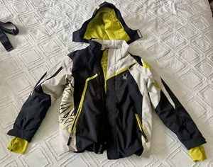 Spyder Ski/Snowboard Jacket Winter Coat Mustard Yellow /Gray Kids size 12 - Picture 1 of 3