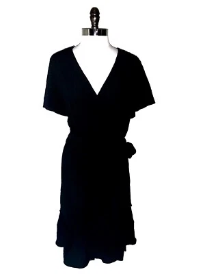 NEW CITY CHIC Size 20W Faux Wrap Dress Black Short Sleeve Knee Length - Image 1 of 4