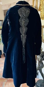 Gorgeous Antique Victorian Heavy Blue Velvet Beaded Jacket Coat - Picture 1 of 13